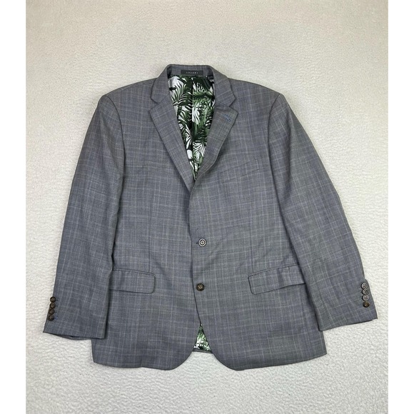 Indochino Blazer Mens 46R Gray Check Newbury Wool Cashmere Leaf Lining